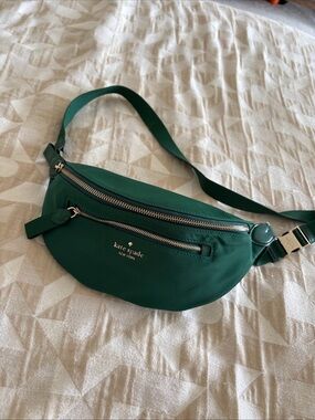 kate spade emerald green nylon crossbody with gold hardware